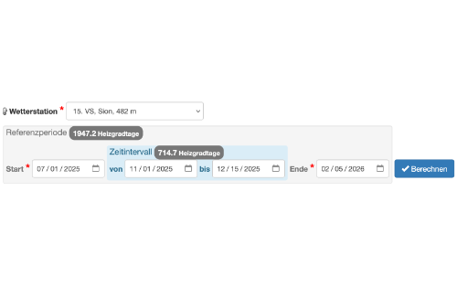 Anzeigetafel für Heizgradtage